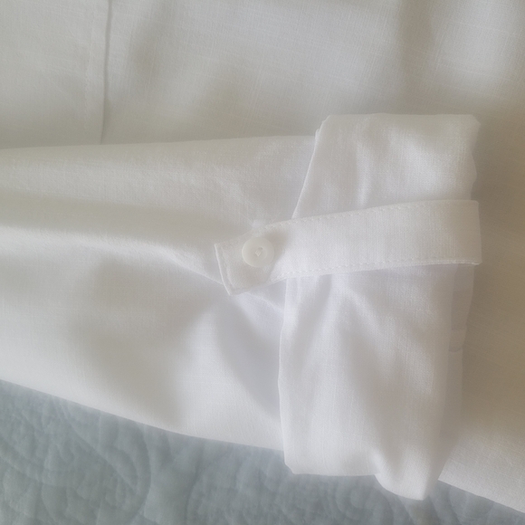 Classic White Women's Shirt Flax/Cotton Blend - Picture 6 of 6